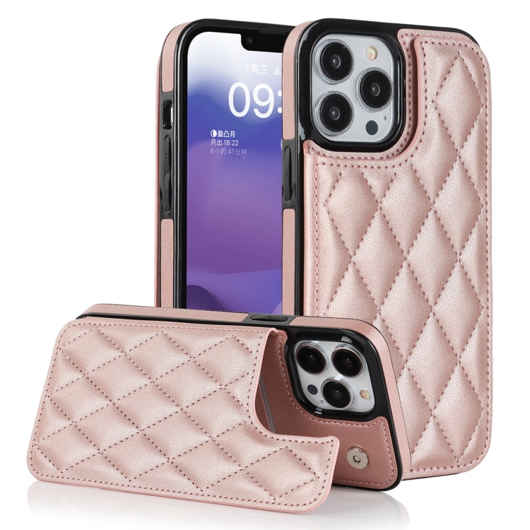 Custodia per telefono in pelle PU rombica con doppia fibbia, For iPhone 13 Pro, For iPhone 13 Pro Max, For iPhone 12