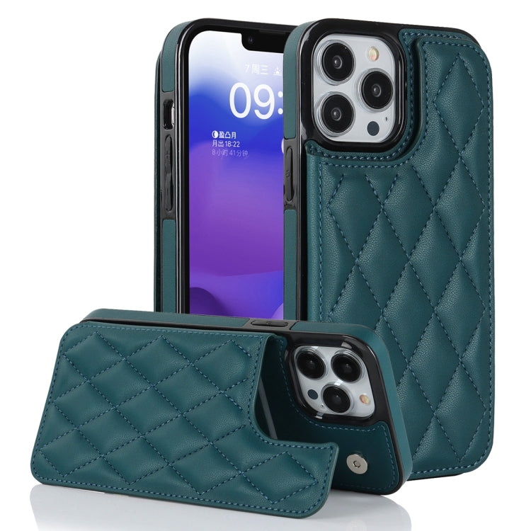 Custodia per telefono in pelle PU rombica con doppia fibbia, For iPhone 13 Pro, For iPhone 13 Pro Max, For iPhone 12