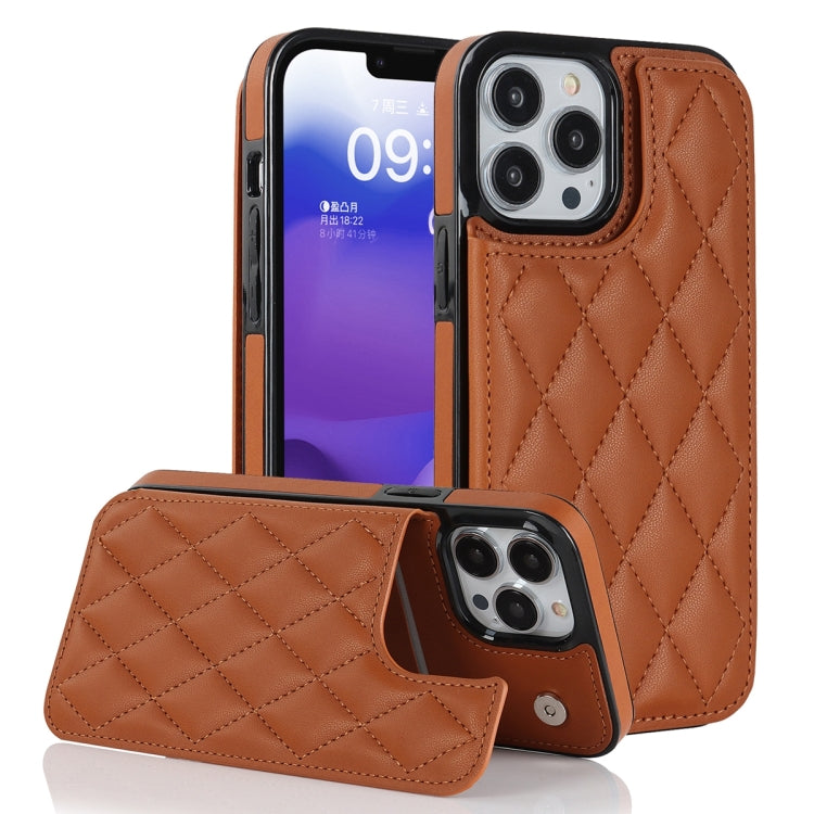 Custodia per telefono in pelle PU rombica con doppia fibbia, For iPhone 13 Pro, For iPhone 13 Pro Max, For iPhone 12