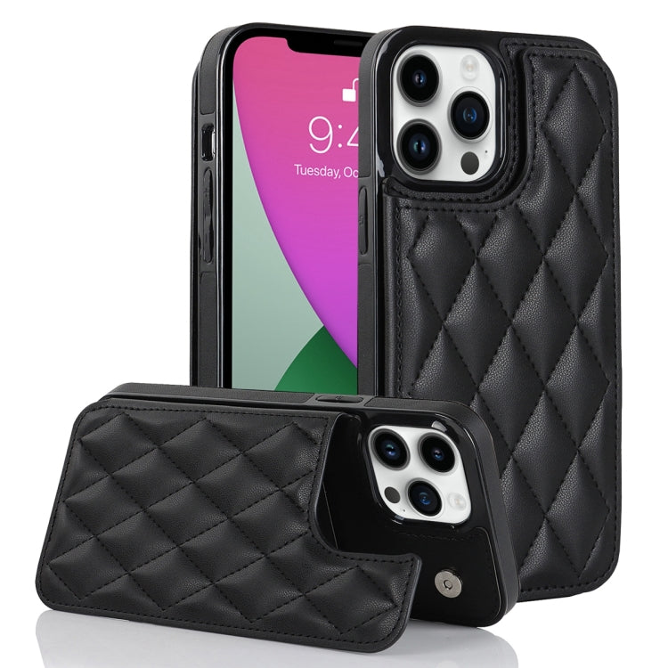 Custodia per telefono in pelle PU rombica con doppia fibbia, For iPhone 12 mini, For iPhone 12 Pro, For iPhone 12 Pro Max