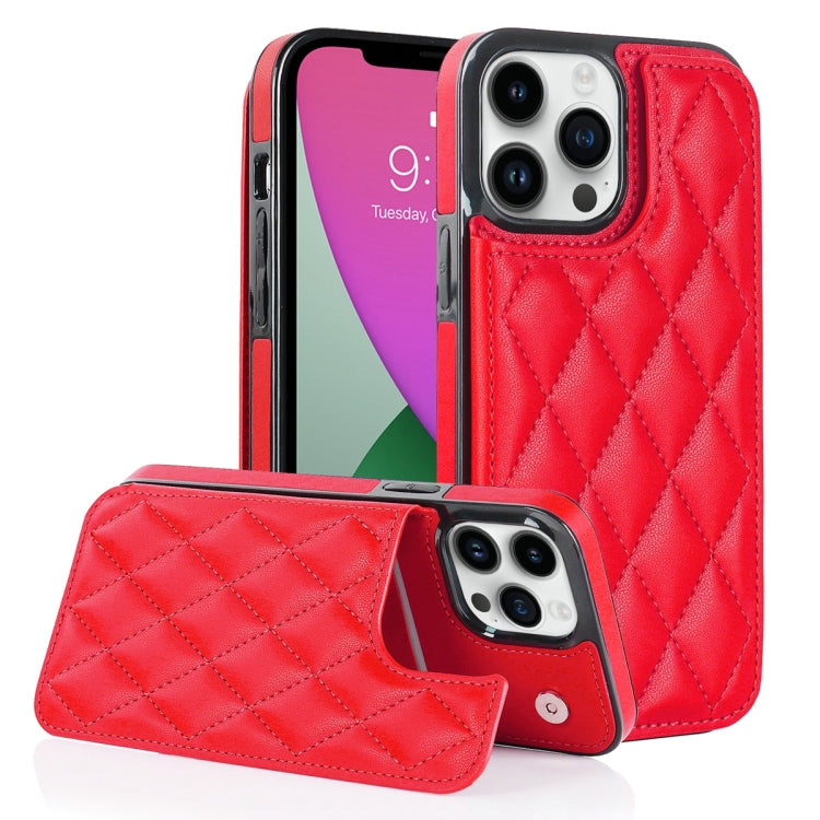Custodia per telefono in pelle PU rombica con doppia fibbia, For iPhone 12 mini, For iPhone 12 Pro, For iPhone 12 Pro Max