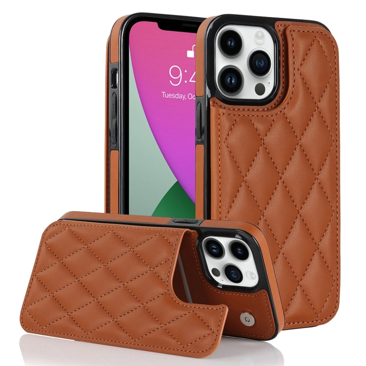 Custodia per telefono in pelle PU rombica con doppia fibbia, For iPhone 12 mini, For iPhone 12 Pro, For iPhone 12 Pro Max