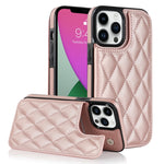 Custodia per telefono in pelle PU rombica con doppia fibbia, For iPhone 12 mini, For iPhone 12 Pro, For iPhone 12 Pro Max