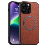 Skin Feel Litchi Texture Custodia magnetica per telefono MagSafe, For iPhone 14, For iPhone 14 Plus, For iPhone 14 Pro, For iPhone 14 Pro Max, For iPhone 13, For iPhone 13 Pro
