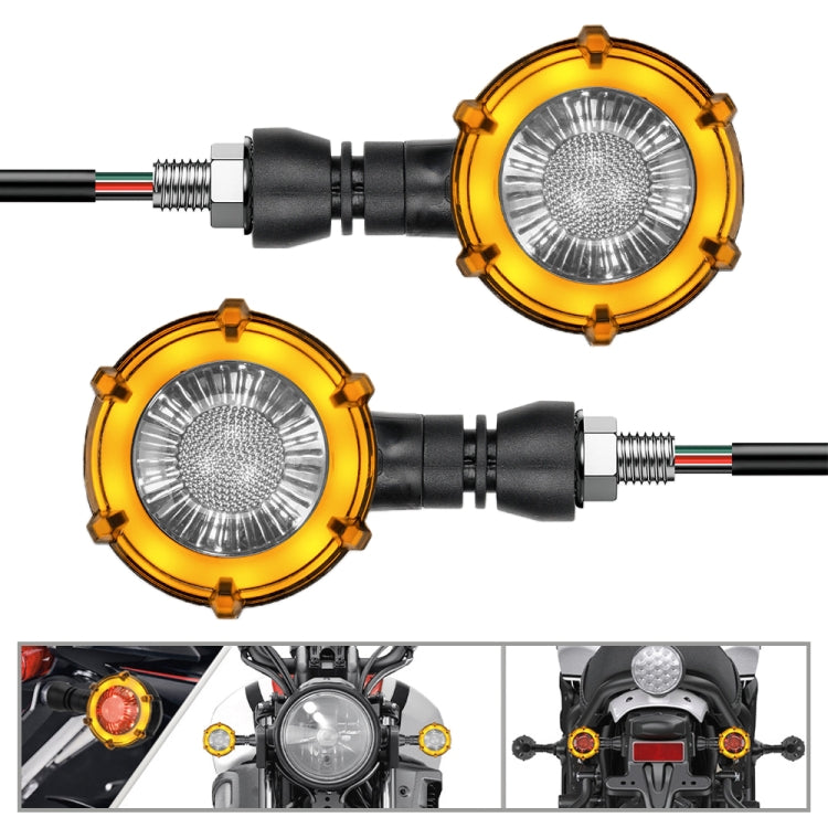 1 paio di indicatori di direzione a LED rotanti universali per moto a due colori