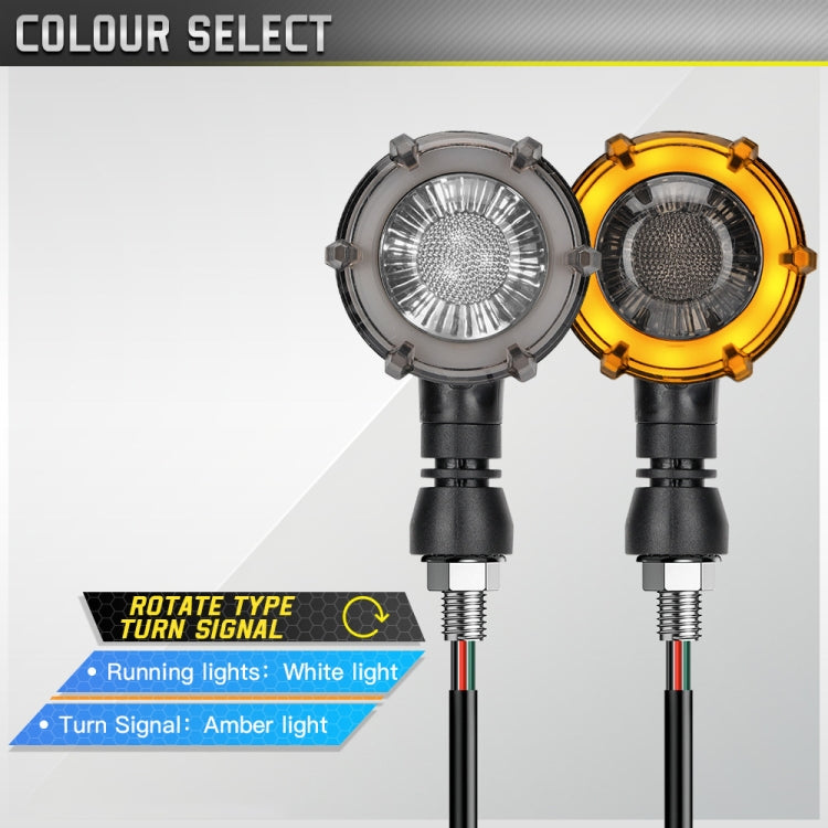 1 paio di indicatori di direzione a LED rotanti universali per moto a due colori