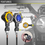 1 paio di indicatori di direzione a LED rotanti universali per moto a due colori