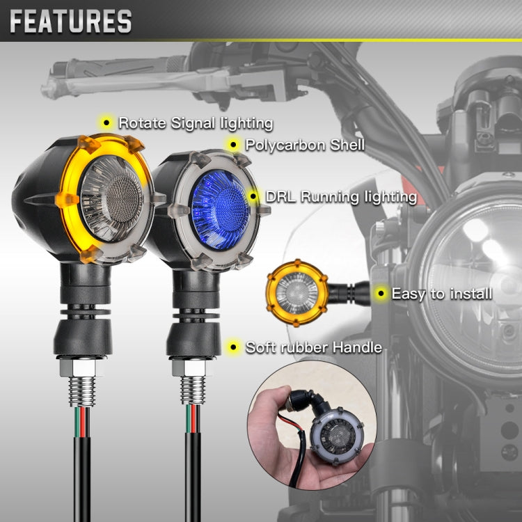 1 paio di indicatori di direzione a LED rotanti universali per moto a due colori