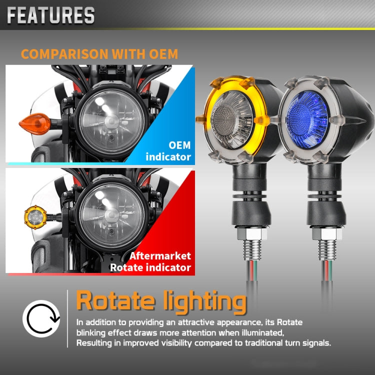 1 paio di indicatori di direzione a LED rotanti universali per moto a due colori