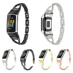 Cinturino in metallo con diamanti, For Fitbit Charge 2, For Fitbit Charge 5, For Fitbit Charge 3 / 4
