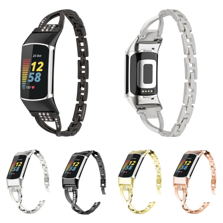 Cinturino in metallo con diamanti, For Fitbit Charge 2, For Fitbit Charge 5, For Fitbit Charge 3 / 4
