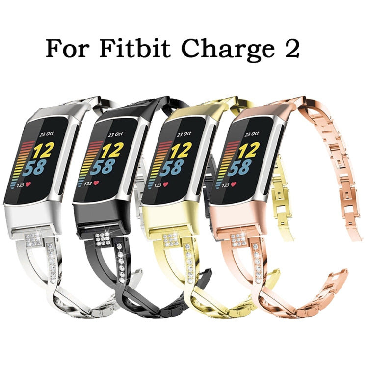 Cinturino in metallo con diamanti, For Fitbit Charge 2, For Fitbit Charge 5, For Fitbit Charge 3 / 4