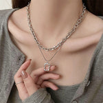 Collana da donna con alfabeto versatile in acciaio al titanio con catena intrecciata, XL1527, XL1464, XL1893