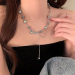 Collana da donna con alfabeto versatile in acciaio al titanio con catena intrecciata, XL1527, XL1464, XL1893
