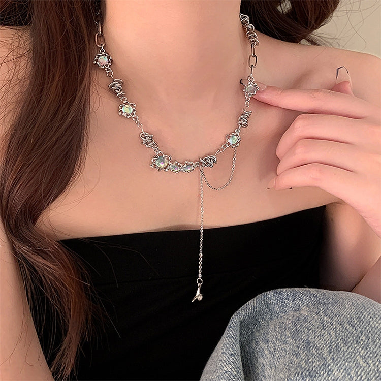 Collana da donna con alfabeto versatile in acciaio al titanio con catena intrecciata, XL1527, XL1464, XL1893