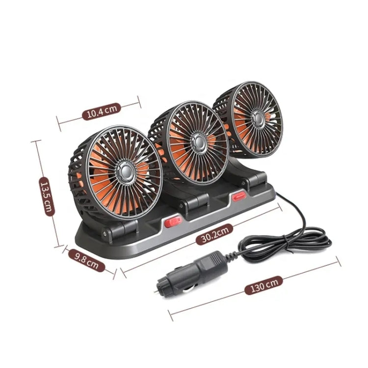 F4310 Ventilatore a tre teste per auto regolabile con rotazione a 360 gradi, F4310 USB Universal, F4310 12V Cigarette Lighter, F4310 24V Cigarette Lighter
