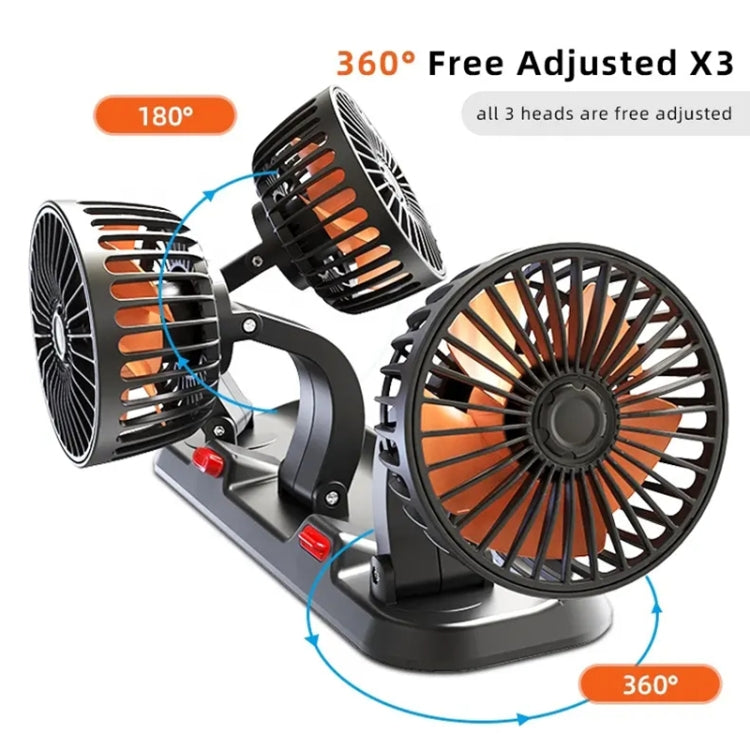 F4310 Ventilatore a tre teste per auto regolabile con rotazione a 360 gradi, F4310 USB Universal, F4310 12V Cigarette Lighter, F4310 24V Cigarette Lighter