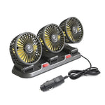 F4310 Ventilatore a tre teste per auto regolabile con rotazione a 360 gradi, F4310 USB Universal, F4310 12V Cigarette Lighter, F4310 24V Cigarette Lighter