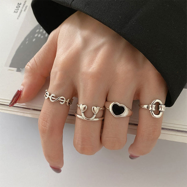 Anello combinato da donna stile cool in argento sterling S925, J815