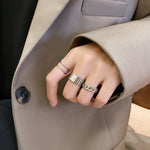 Anello combinato da donna stile cool in argento sterling S925, J815