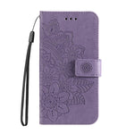 Custodia per telefono in pelle goffrata con fiori a 7 petali, For Xiaomi Redmi Note 12 4G Global, For Honor Magic5 Pro, For Samsung Galaxy M14 5G