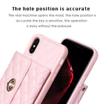 Custodia per telefono in pelle rombica a portafoglio orizzontale, For iPhone X / XS, For iPhone XR, For iPhone XS Max, For iPhone SE 2022 / 2020 / 8 / 7