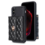 Custodia per telefono in pelle rombica a portafoglio orizzontale, For iPhone X / XS, For iPhone XR, For iPhone XS Max, For iPhone SE 2022 / 2020 / 8 / 7