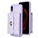 Custodia per telefono in pelle rombica a portafoglio orizzontale, For iPhone X / XS, For iPhone XR, For iPhone XS Max, For iPhone SE 2022 / 2020 / 8 / 7