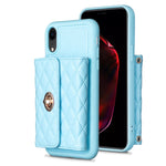 Custodia per telefono in pelle rombica a portafoglio orizzontale, For iPhone X / XS, For iPhone XR, For iPhone XS Max, For iPhone SE 2022 / 2020 / 8 / 7