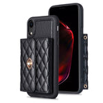 Custodia per telefono in pelle rombica a portafoglio orizzontale, For iPhone X / XS, For iPhone XR, For iPhone XS Max, For iPhone SE 2022 / 2020 / 8 / 7