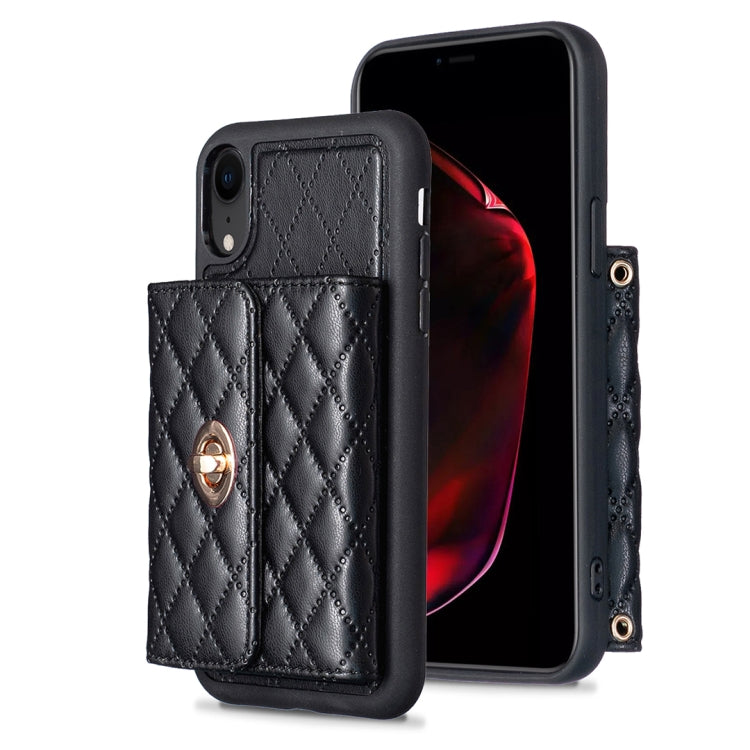 Custodia per telefono in pelle rombica a portafoglio orizzontale, For iPhone X / XS, For iPhone XR, For iPhone XS Max, For iPhone SE 2022 / 2020 / 8 / 7