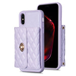Custodia per telefono in pelle rombica a portafoglio orizzontale, For iPhone X / XS, For iPhone XR, For iPhone XS Max, For iPhone SE 2022 / 2020 / 8 / 7
