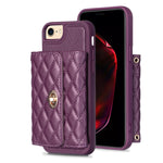 Custodia per telefono in pelle rombica a portafoglio orizzontale, For iPhone X / XS, For iPhone XR, For iPhone XS Max, For iPhone SE 2022 / 2020 / 8 / 7