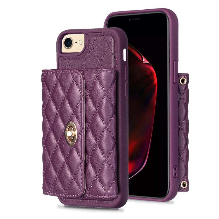 Custodia per telefono in pelle rombica a portafoglio orizzontale, For iPhone X / XS, For iPhone XR, For iPhone XS Max, For iPhone SE 2022 / 2020 / 8 / 7