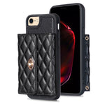 Custodia per telefono in pelle rombica a portafoglio orizzontale, For iPhone X / XS, For iPhone XR, For iPhone XS Max, For iPhone SE 2022 / 2020 / 8 / 7