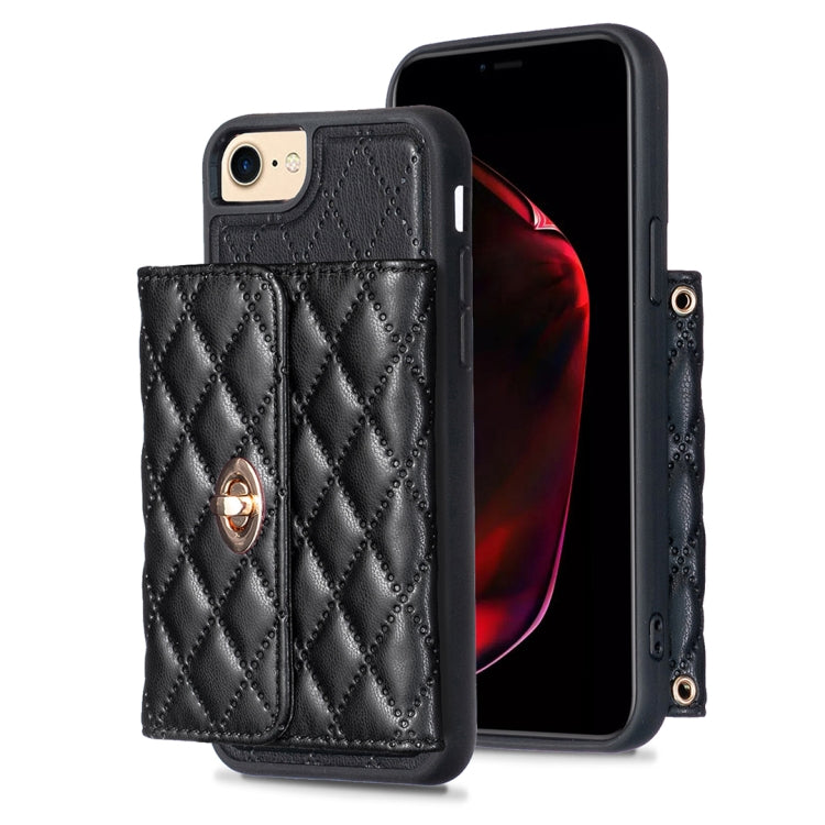 Custodia per telefono in pelle rombica a portafoglio orizzontale, For iPhone X / XS, For iPhone XR, For iPhone XS Max, For iPhone SE 2022 / 2020 / 8 / 7