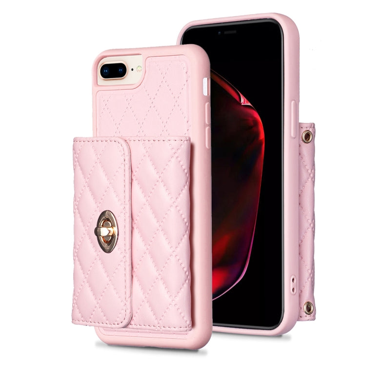 Custodia per telefono in pelle rombica a portafoglio orizzontale, For iPhone 8 Plus / 7 Plus