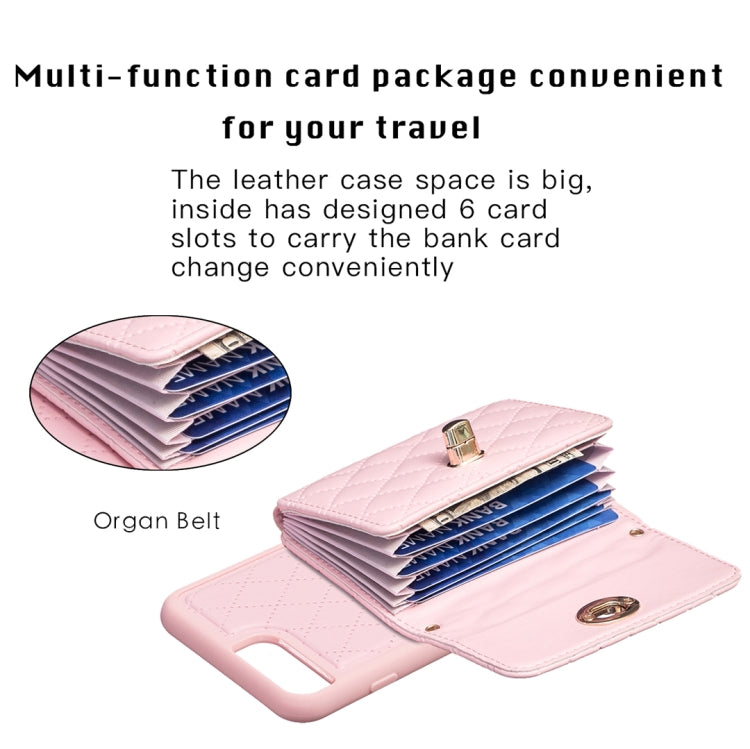 Custodia per telefono in pelle rombica a portafoglio orizzontale, For iPhone 8 Plus / 7 Plus