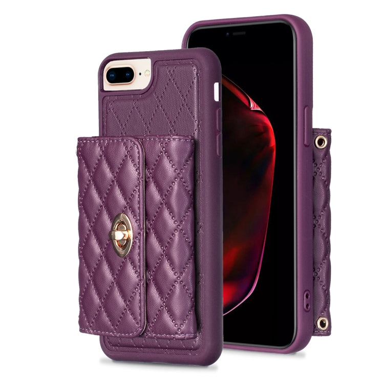 Custodia per telefono in pelle rombica a portafoglio orizzontale, For iPhone 8 Plus / 7 Plus