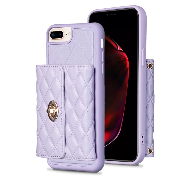 Custodia per telefono in pelle rombica a portafoglio orizzontale, For iPhone 8 Plus / 7 Plus