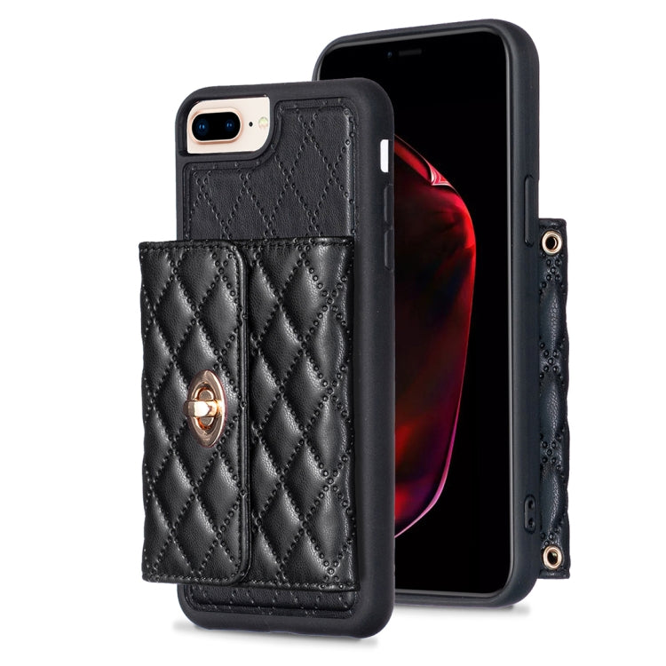 Custodia per telefono in pelle rombica a portafoglio orizzontale, For iPhone 8 Plus / 7 Plus