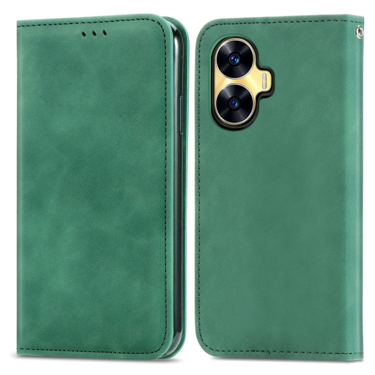 Custodia per telefono in pelle magnetica con sensazione di pelle retrò, For Realme C55, For Xiaomi 13 Lite