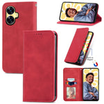 Custodia per telefono in pelle magnetica con sensazione di pelle retrò, For Realme C55, For Xiaomi 13 Lite