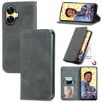Custodia per telefono in pelle magnetica con sensazione di pelle retrò, For Realme C55, For Xiaomi 13 Lite