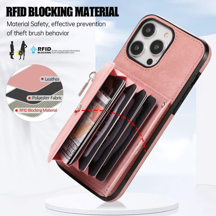 Custodia per telefono con slot per schede RFID con cerniera e cordino corto, For iPhone 12 mini, For iPhone 12 / 12 Pro, For iPhone 12 Pro Max, For iPhone 11