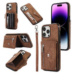 Custodia per telefono con slot per schede RFID con cerniera e cordino corto, For iPhone 12 mini, For iPhone 12 / 12 Pro, For iPhone 12 Pro Max, For iPhone 11