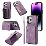 Custodia per telefono con slot per schede RFID con cerniera e cordino corto, For iPhone 11 Pro, For iPhone 11 Pro Max