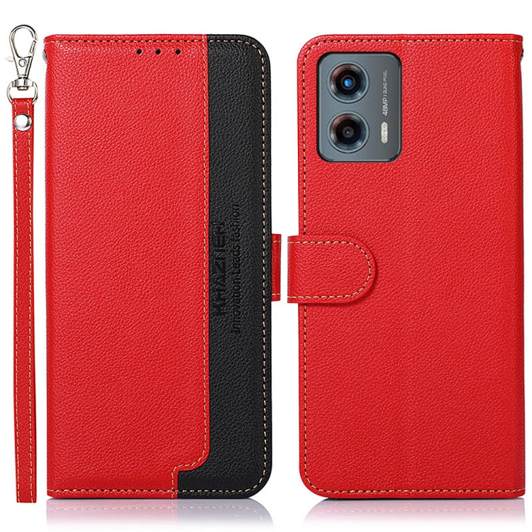 KHAZNEH Custodia per telefono RFID in pelle con texture Litchi, For Motorola Moto G14 4G, For Motorola Moto G Power 2023, For Motorola Moto G 5G 2023