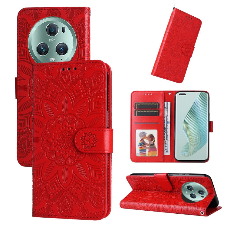 Custodia per telefono in pelle di girasole goffrata, For Xiaomi Redmi Note 12 4G Global, For Honor Magic5 Pro, For Samsung Galaxy M14 5G