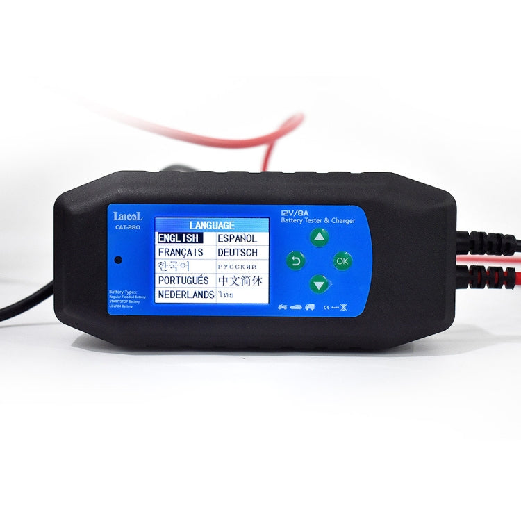 CAT-280 Caricabatteria per auto 2 in 1 e tester per batteria con schermo a colori, EU Plug